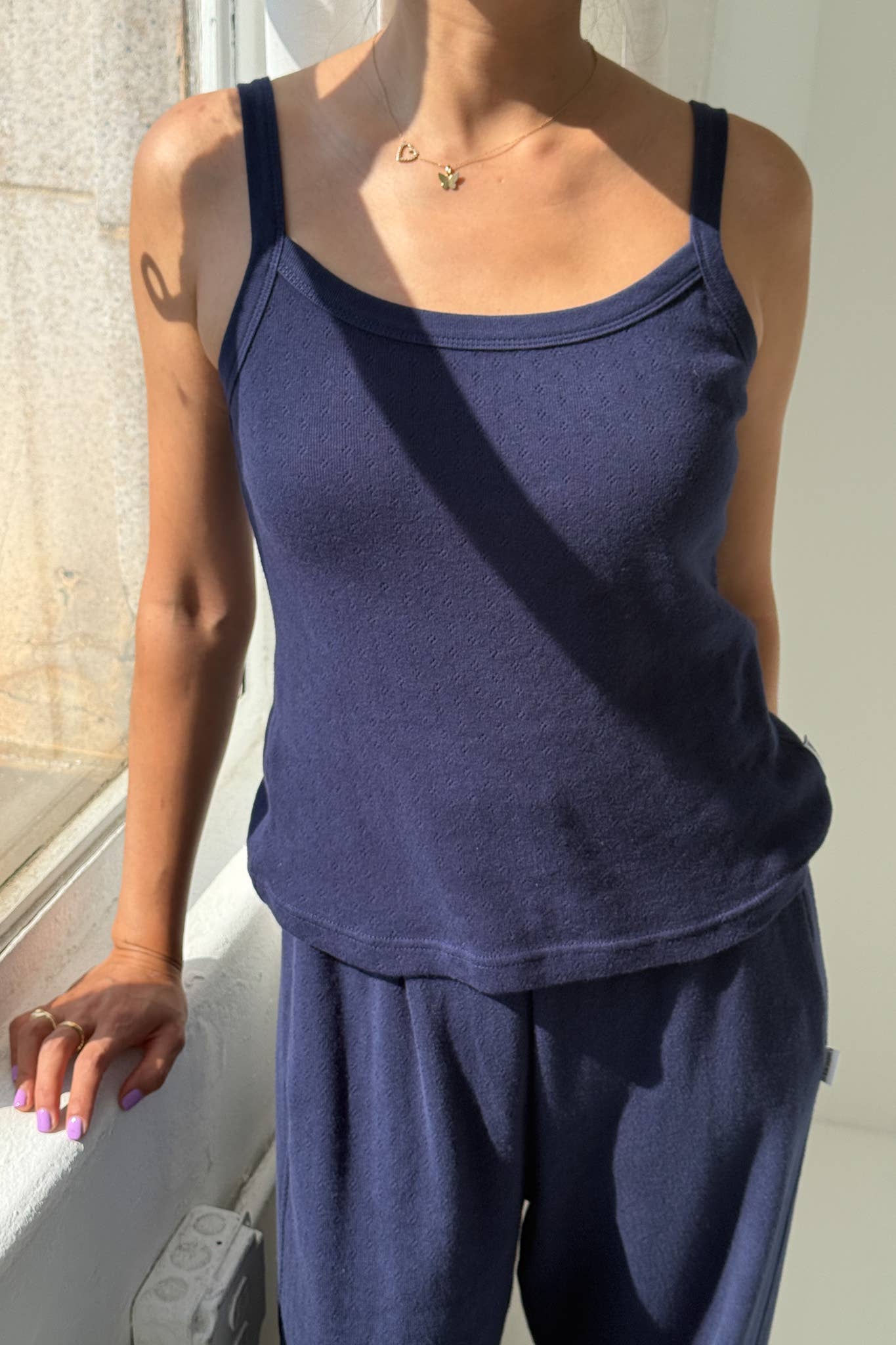Pointelle Eve Cami -Navy