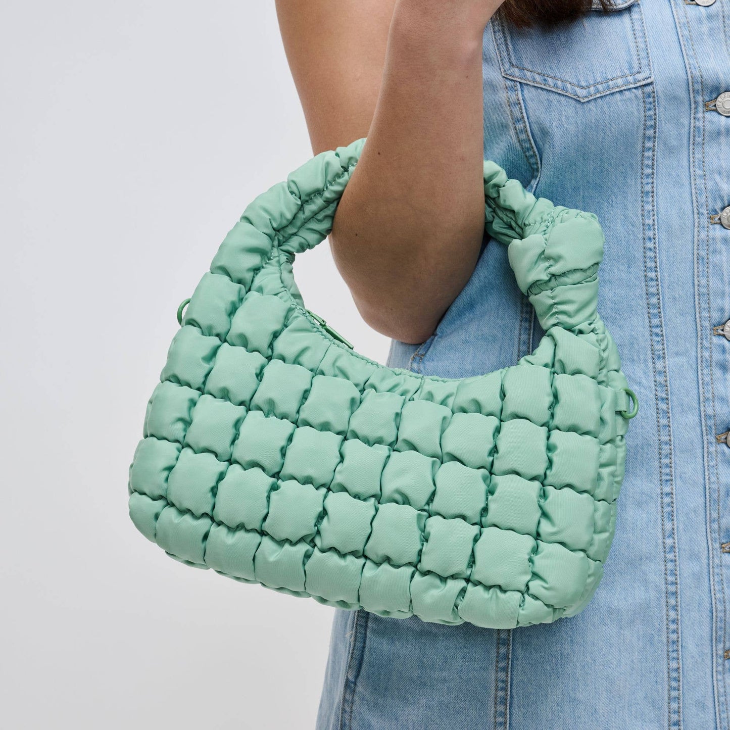 Radiance Quilted Puffer Nylon Crossbody - Pistachio