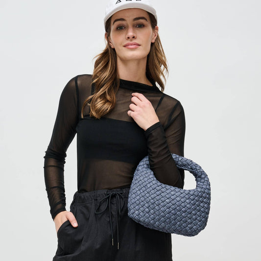 Dare to Dream - Small Woven Neoprene Clutch - Dark Denim