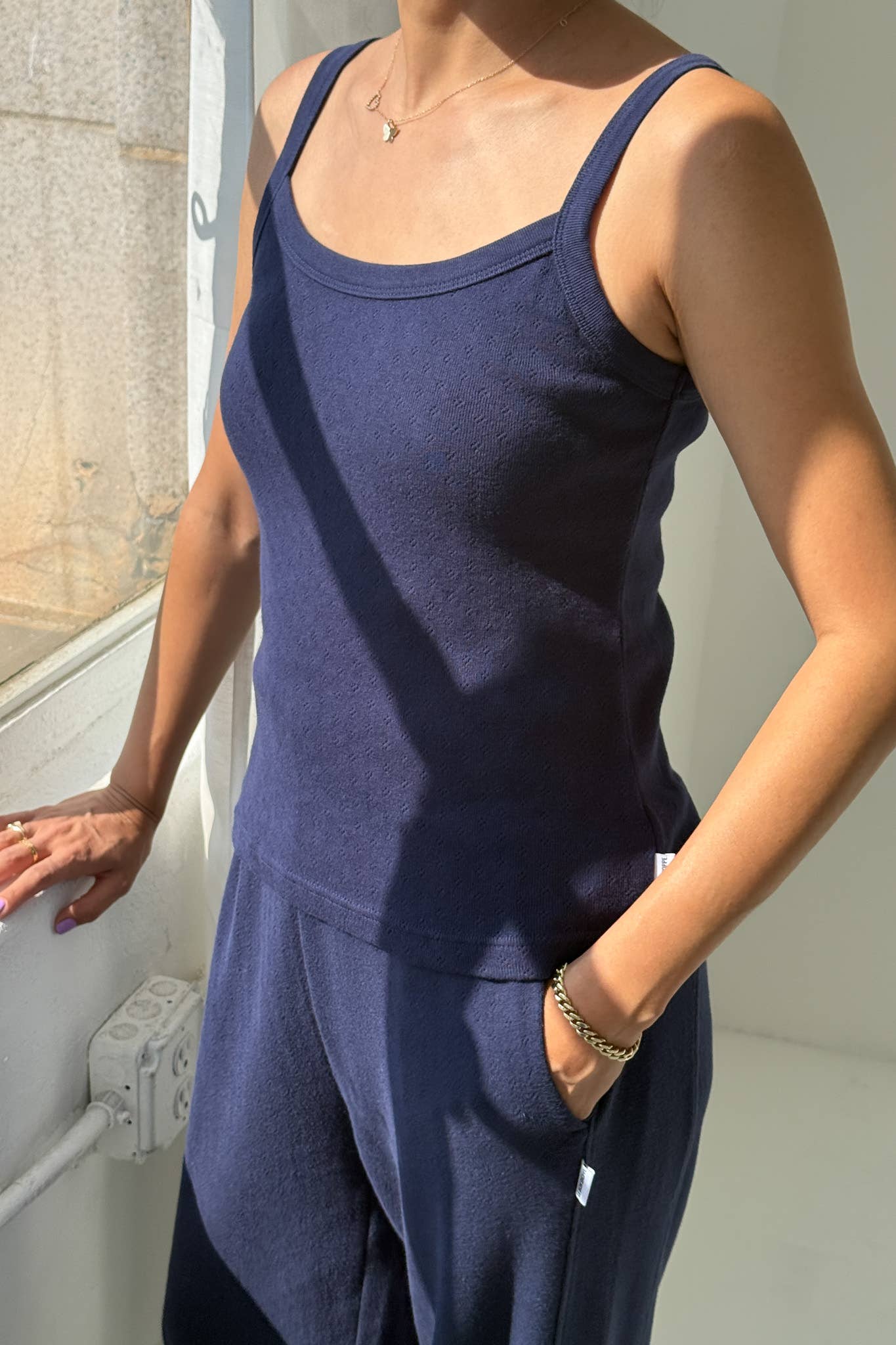 Pointelle Eve Cami -Navy