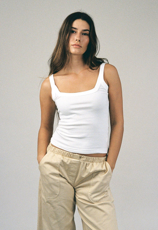 Square Organic Tank - White