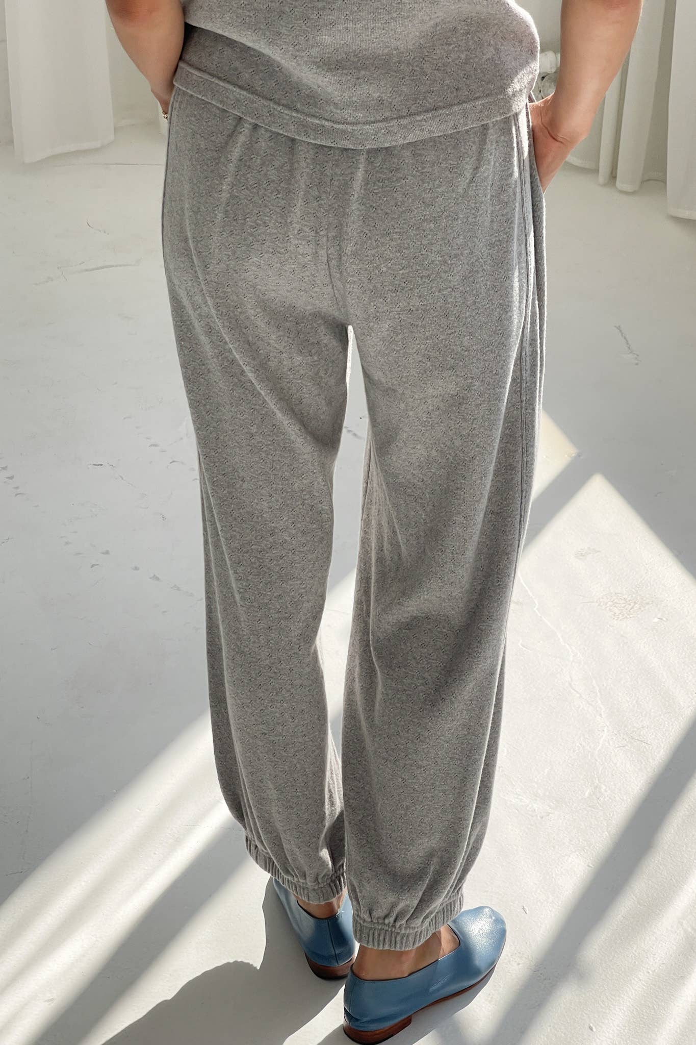 Pointelle Serene Jogger: Melange Grey