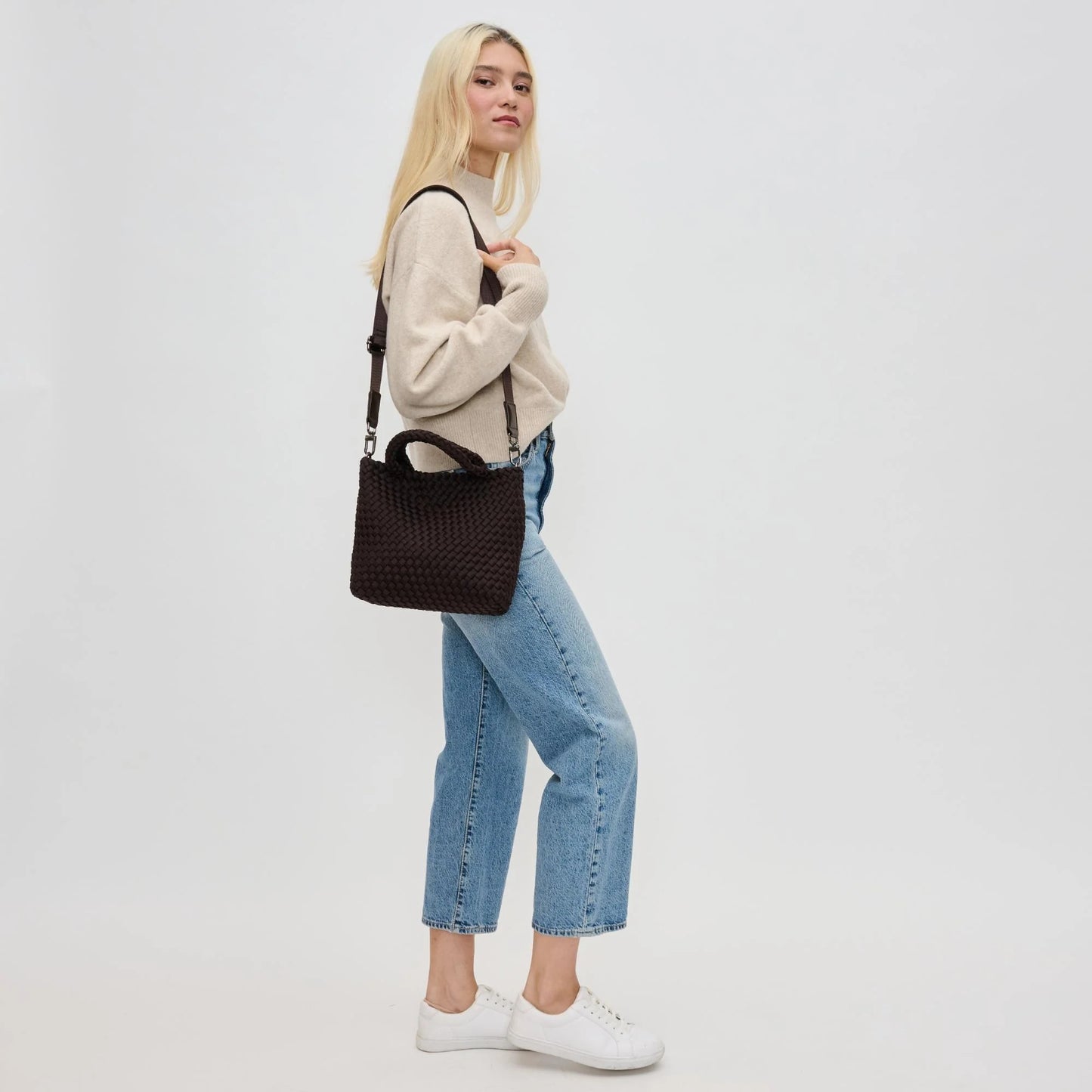 Sky's The Limit - Small Woven Neoprene Crossbody - Chocolate