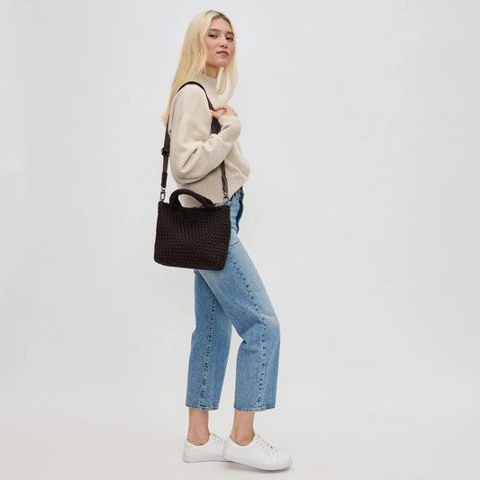 Sky's The Limit - Small Woven Neoprene Crossbody - Chocolate