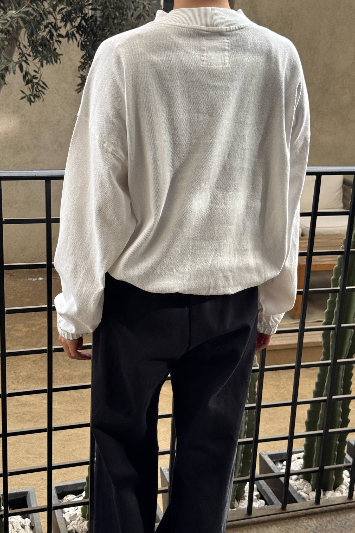Daisy Long Sleeve Top: White Cotton