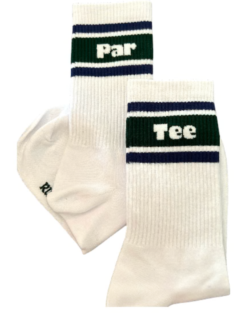 Golf Socks - White, Navy, Green Par Tee