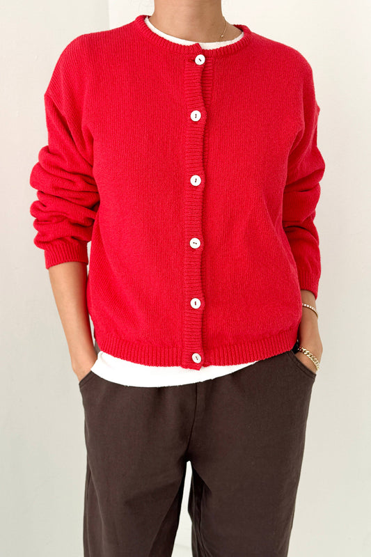 Cotton Leila Cardigan - Chilli