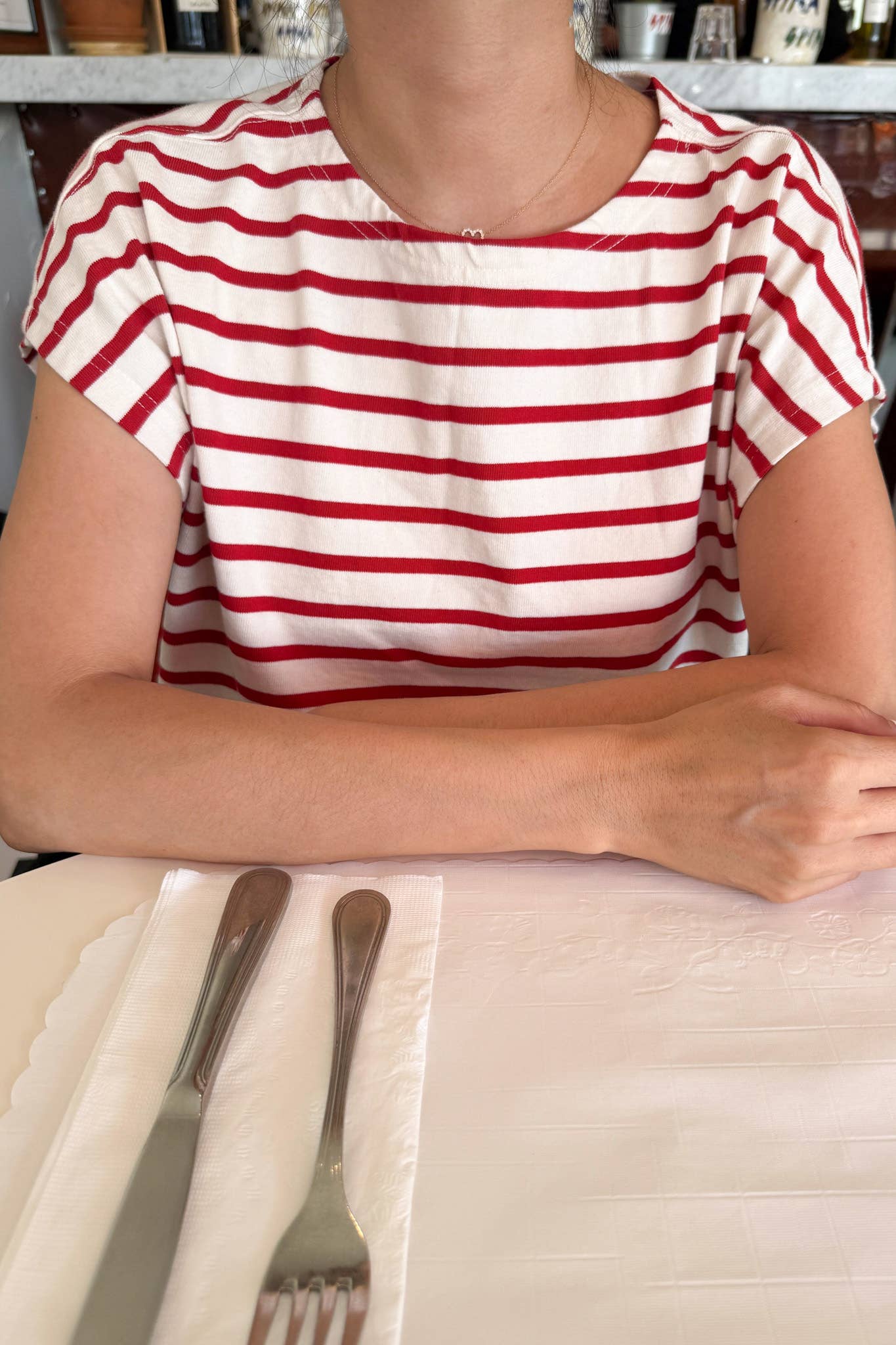 Manon Tee - Red Stripe on Cream