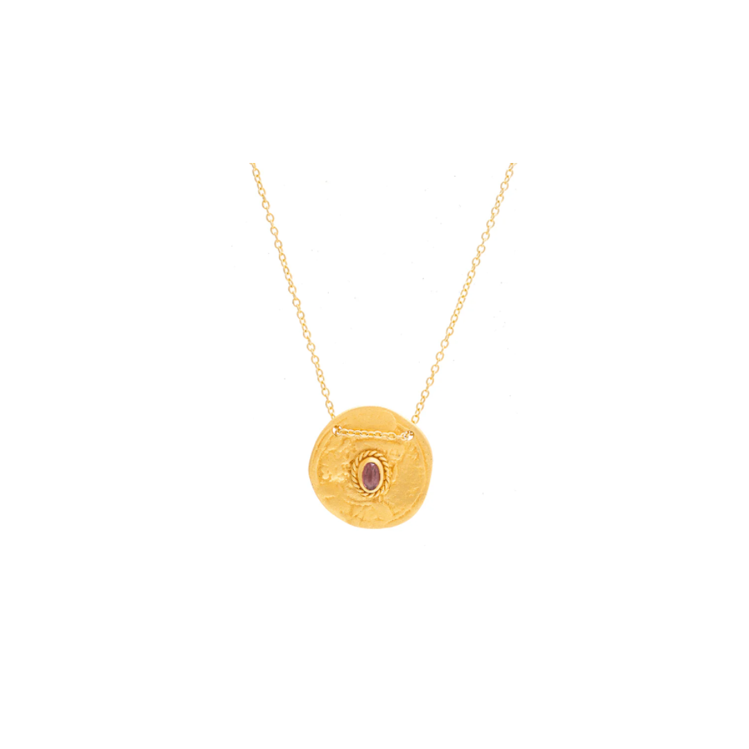 Cleopatra Pink Tourmaline Coin Necklace