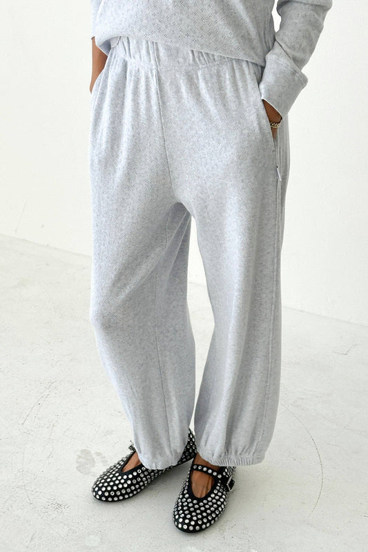 Pointelle Balloon Pants - Icy Grey