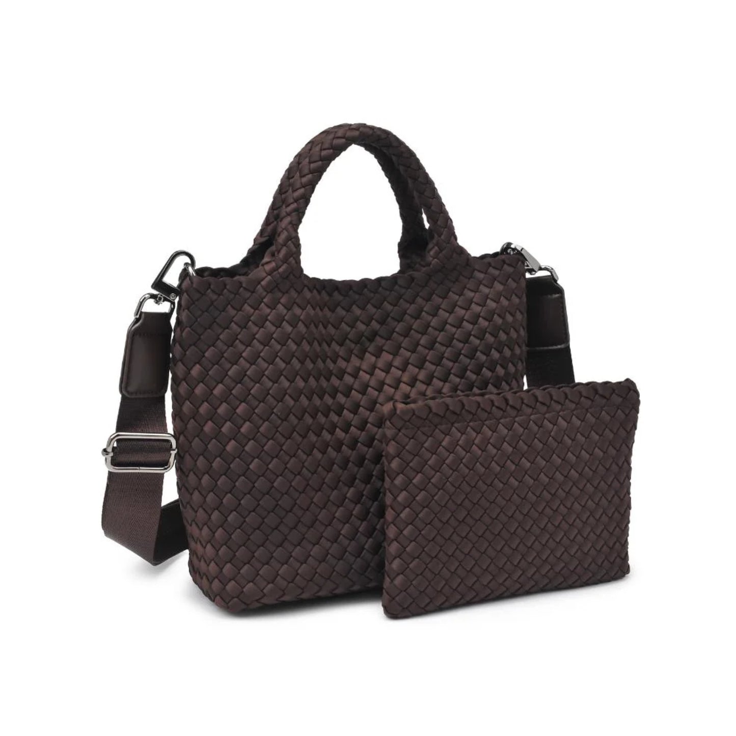 Sky's The Limit - Small Woven Neoprene Crossbody - Chocolate
