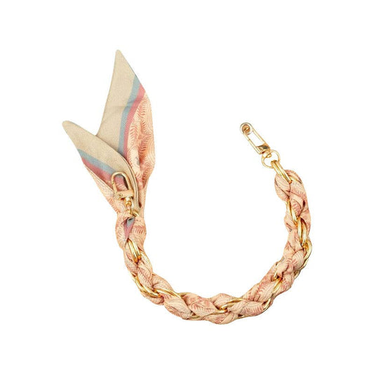 Gold Phone Chain with Scarf Cream - Short: Off-White