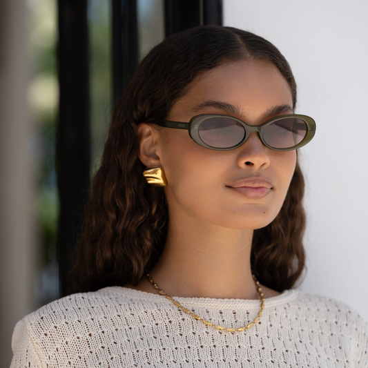 Mimi Acetate Oval Sunglasses : Olive