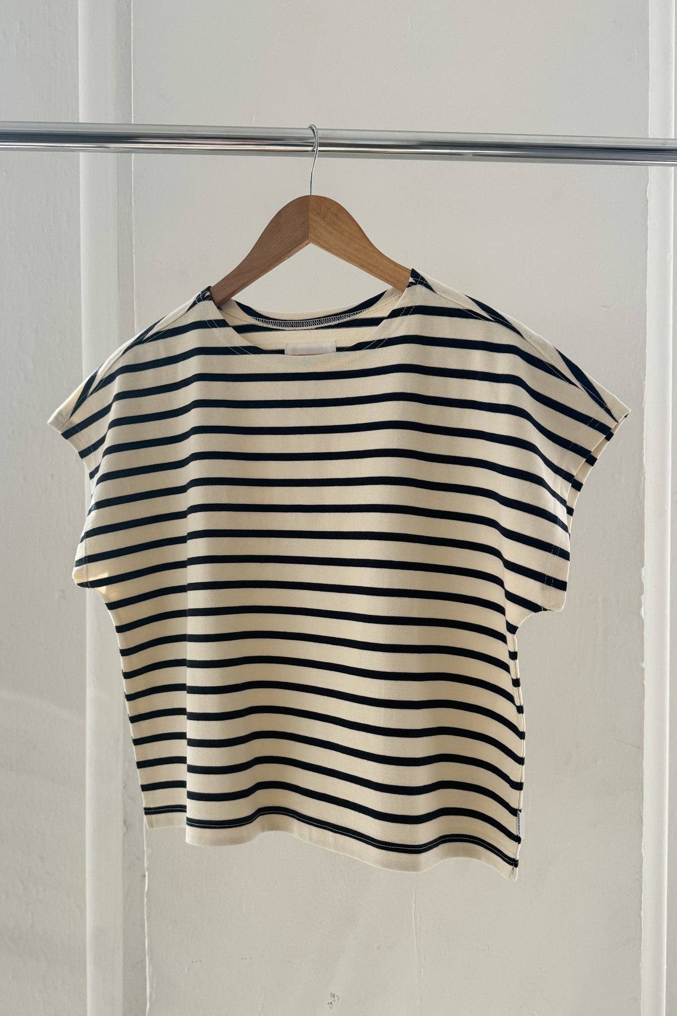 Manon Tee - Navy Stripe on Cream