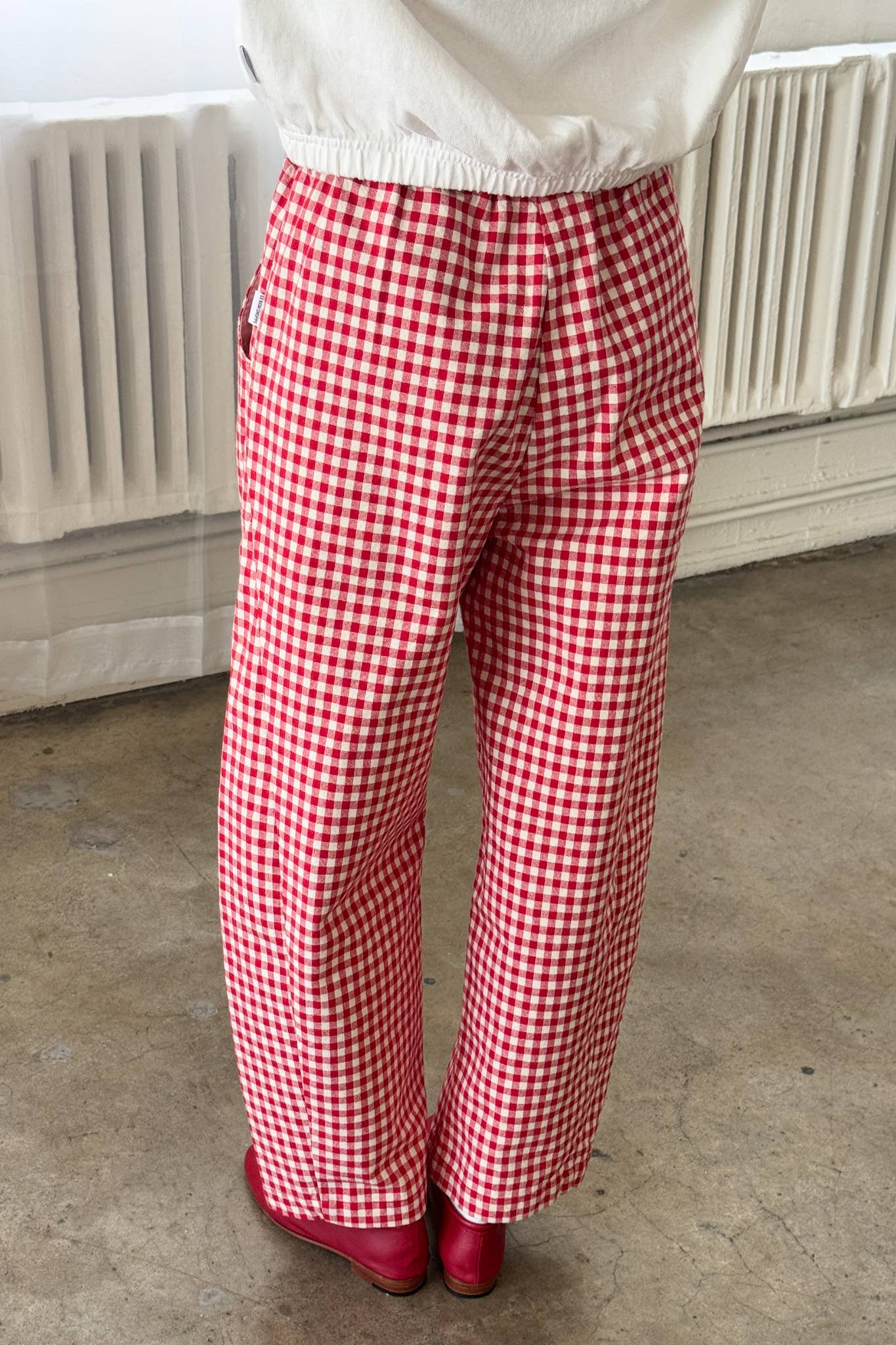 Gingham Arc Pants - Red Gingham