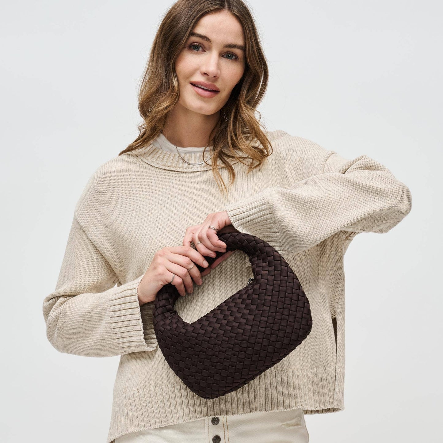 Dare to Dream - Small Woven Neoprene Clutch - Chocolate