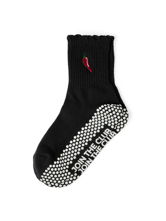 Chilli Crew Pilates Grip Sock - Black