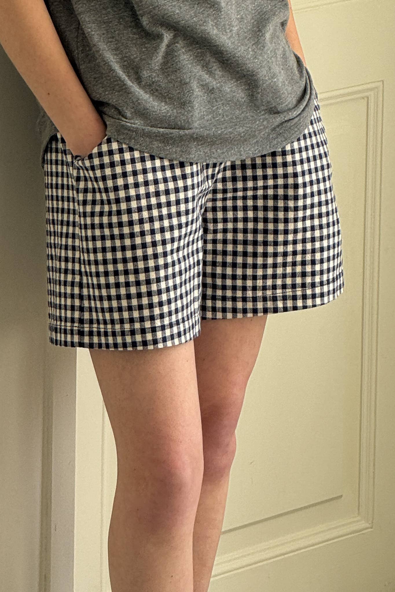 City Shorts: Navy Gingham