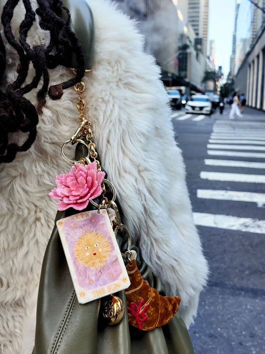 Hand-painted Sun Tarot Card Bag Charm + Keychain