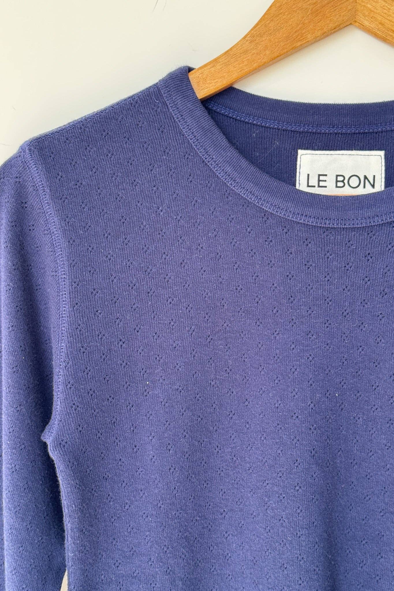 Pointelle Fundamental Tee - Navy