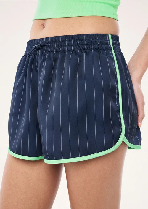 Balance Satin Shorts - Dark Navy Pinstripe