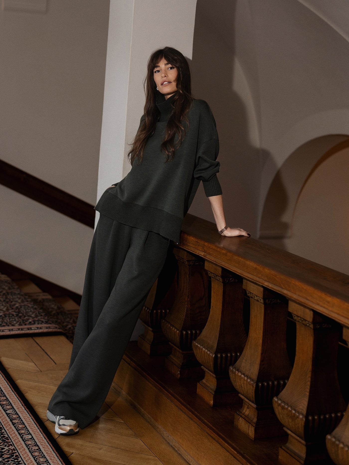 The Extra Wide Leg Pant 29.5 - Olive Marl