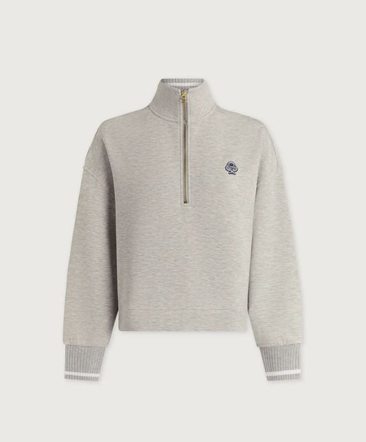 Bertie Half Zip Sweat - Light Grey Marl