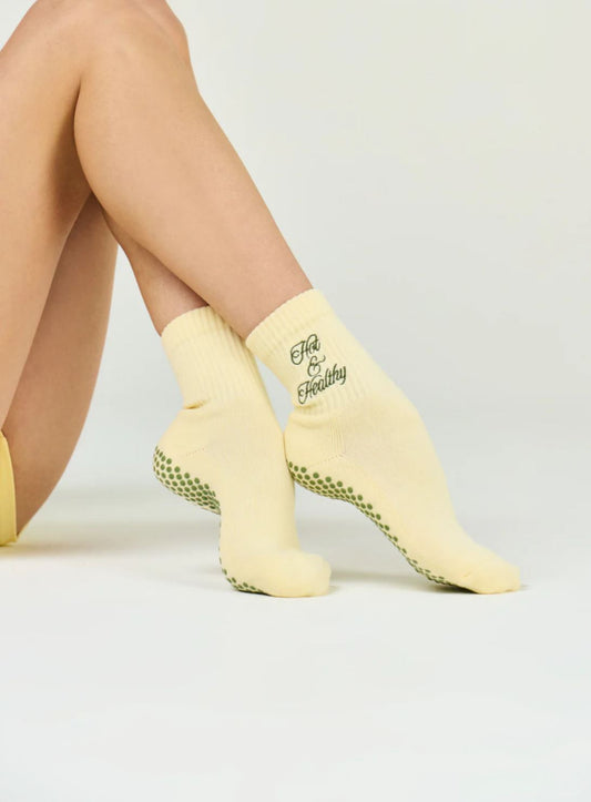 Hot and Healthy Pilates Grip Sock - Lemon