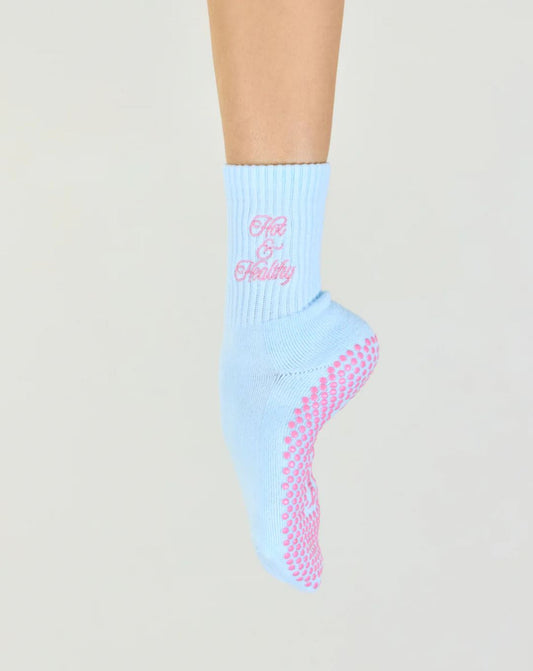 Hot and Healthy Pilates Grip Sock - Blue