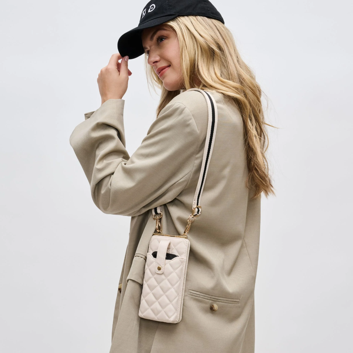 Duality - Quilted Mobile Phone Crossbody - Cream