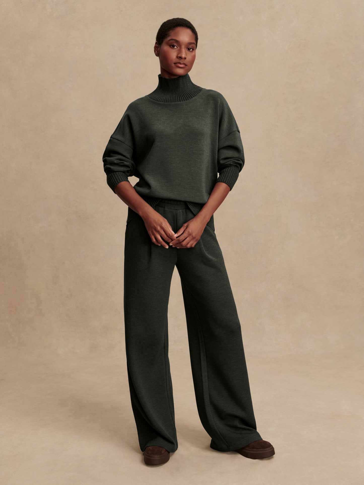 The Extra Wide Leg Pant 32 - Olive Marl