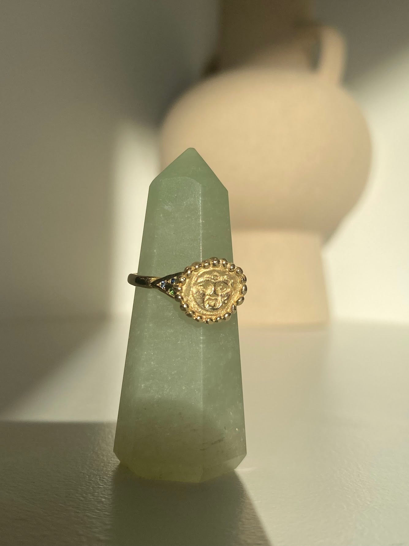Solid Gold 14k Gorgoneion Face Ring