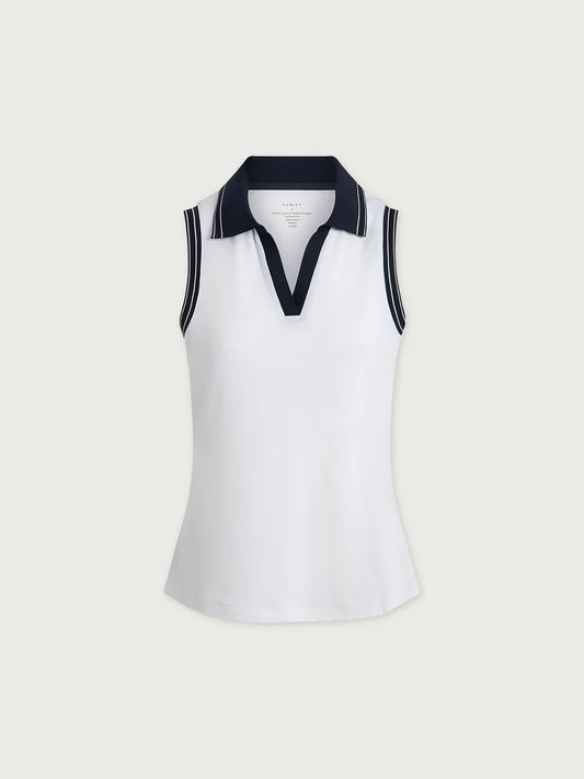 Isaac Performance Polo Shirt - White/Blue Nights