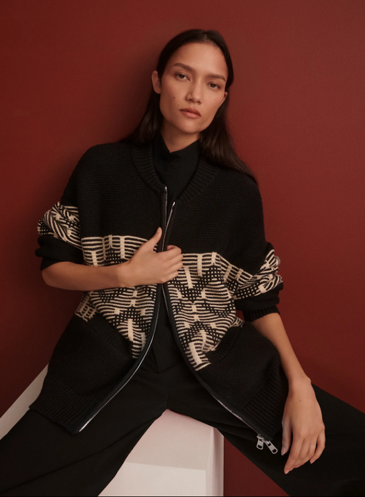 Linnea Fairisle Knit Jacket - Black