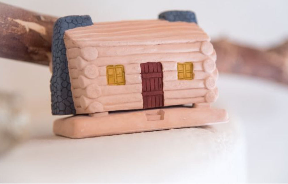 Log Cabin Incense Burner with Pinon natural wood incense