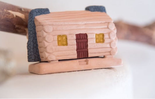Log Cabin Incense Burner with Pinon natural wood incense