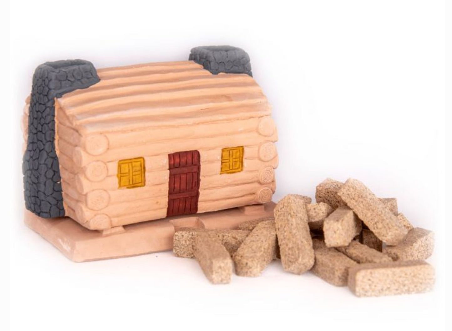 Log Cabin Incense Burner with Pinon natural wood incense