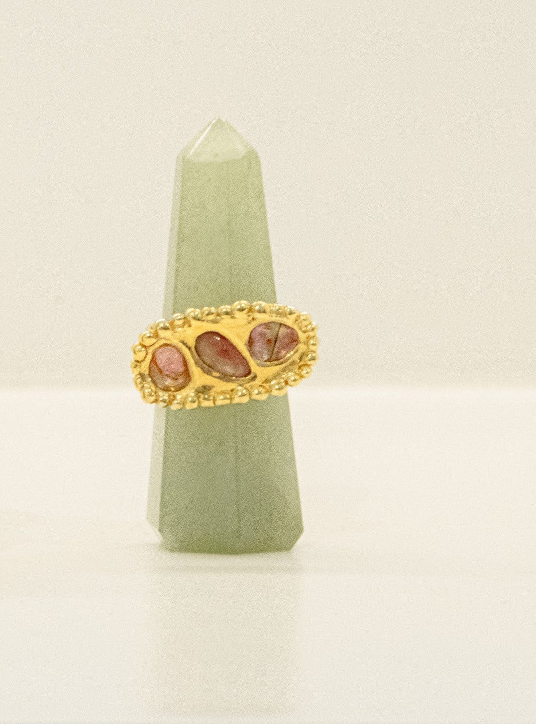 Vermeil Ring with Three Watermelon Tourmalines - Pinks