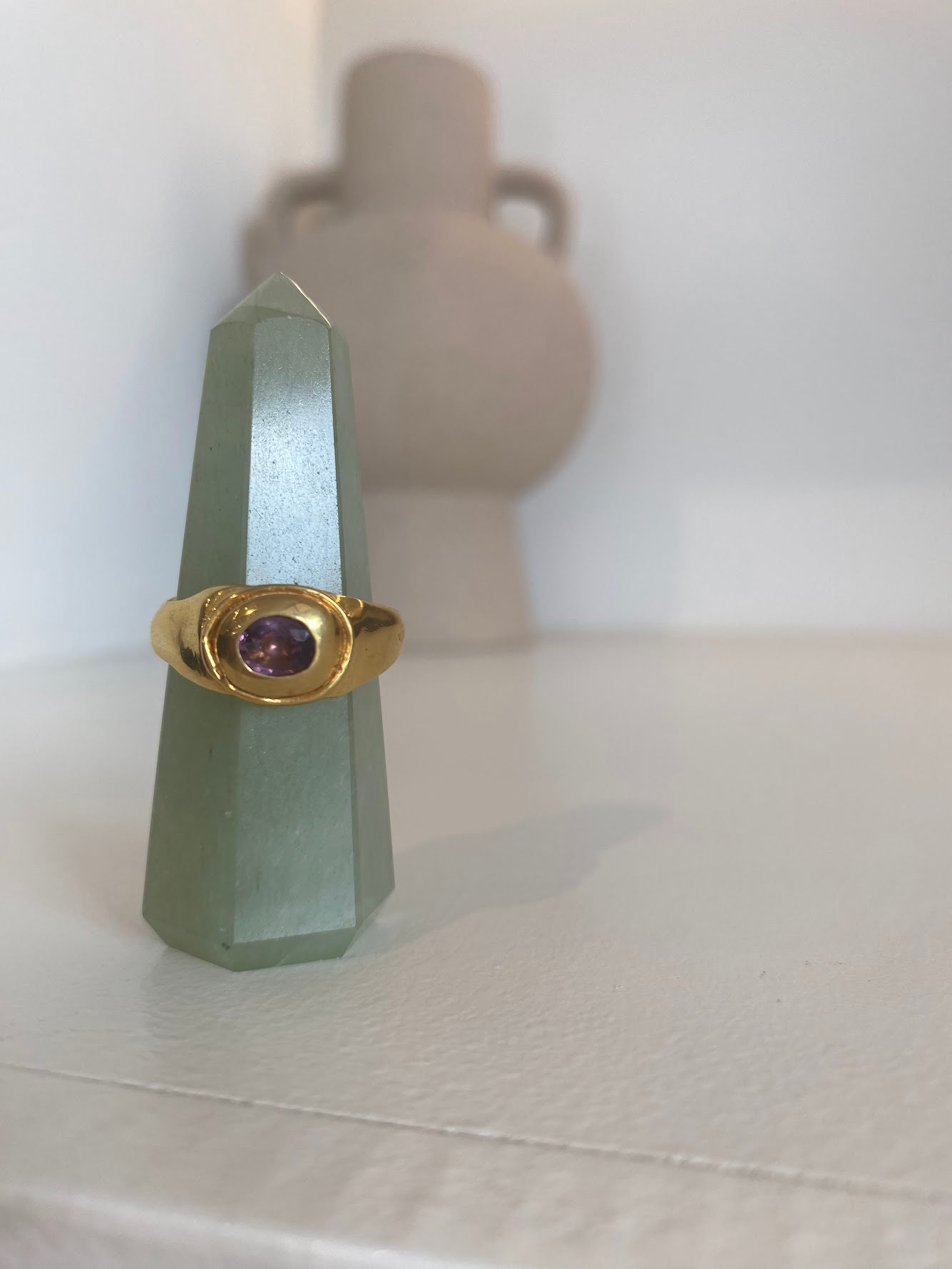 Vermeil Ring Purple Oblong Rhodolite