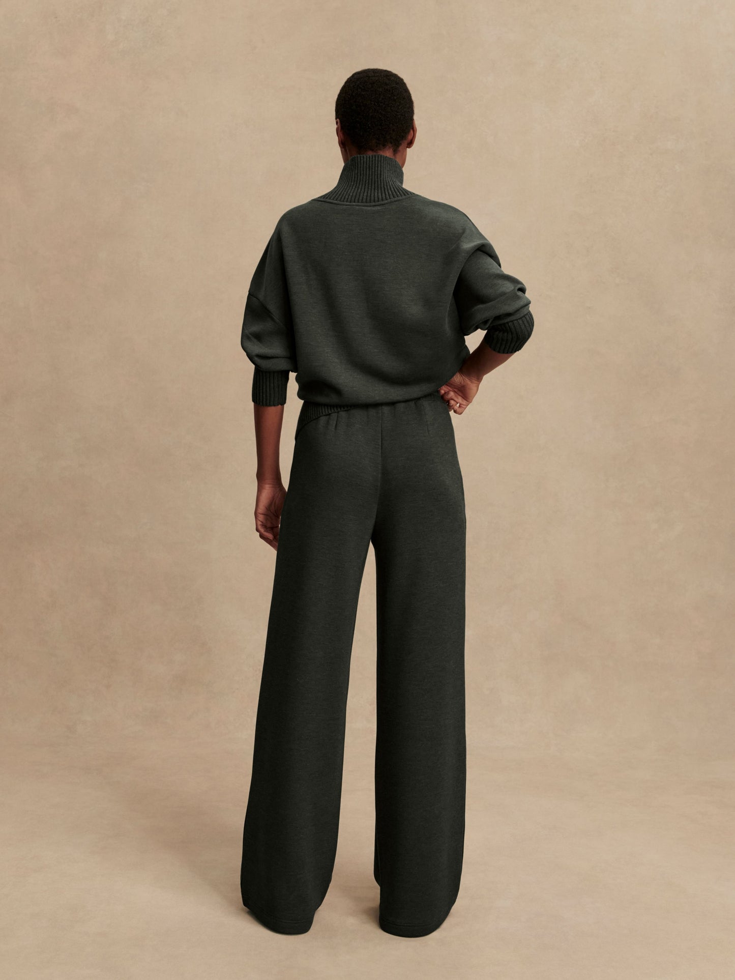 The Extra Wide Leg Pant 29.5 - Olive Marl