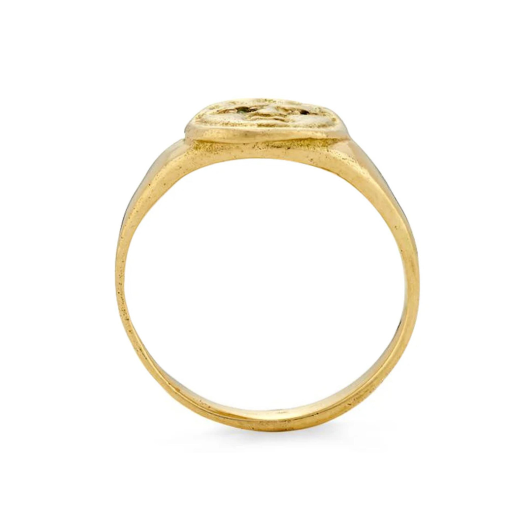 Solid Gold 18K Shining Eyes Gorgoneion Pinky Ring