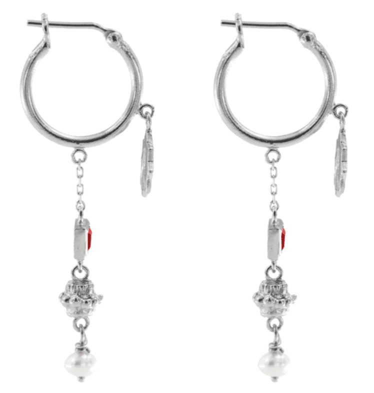 Jeanne Earrings with Garnet - Sterling Silver