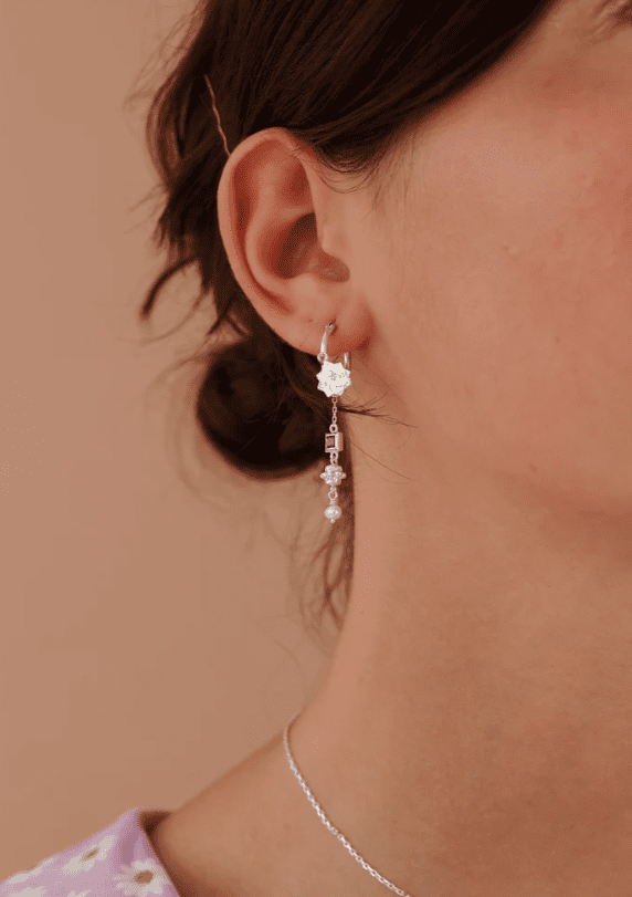Jeanne Earrings with Garnet - Sterling Silver