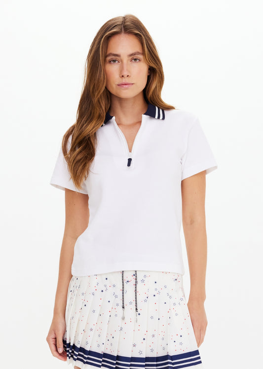 Renshaw Luma Zip Collared Polo - White