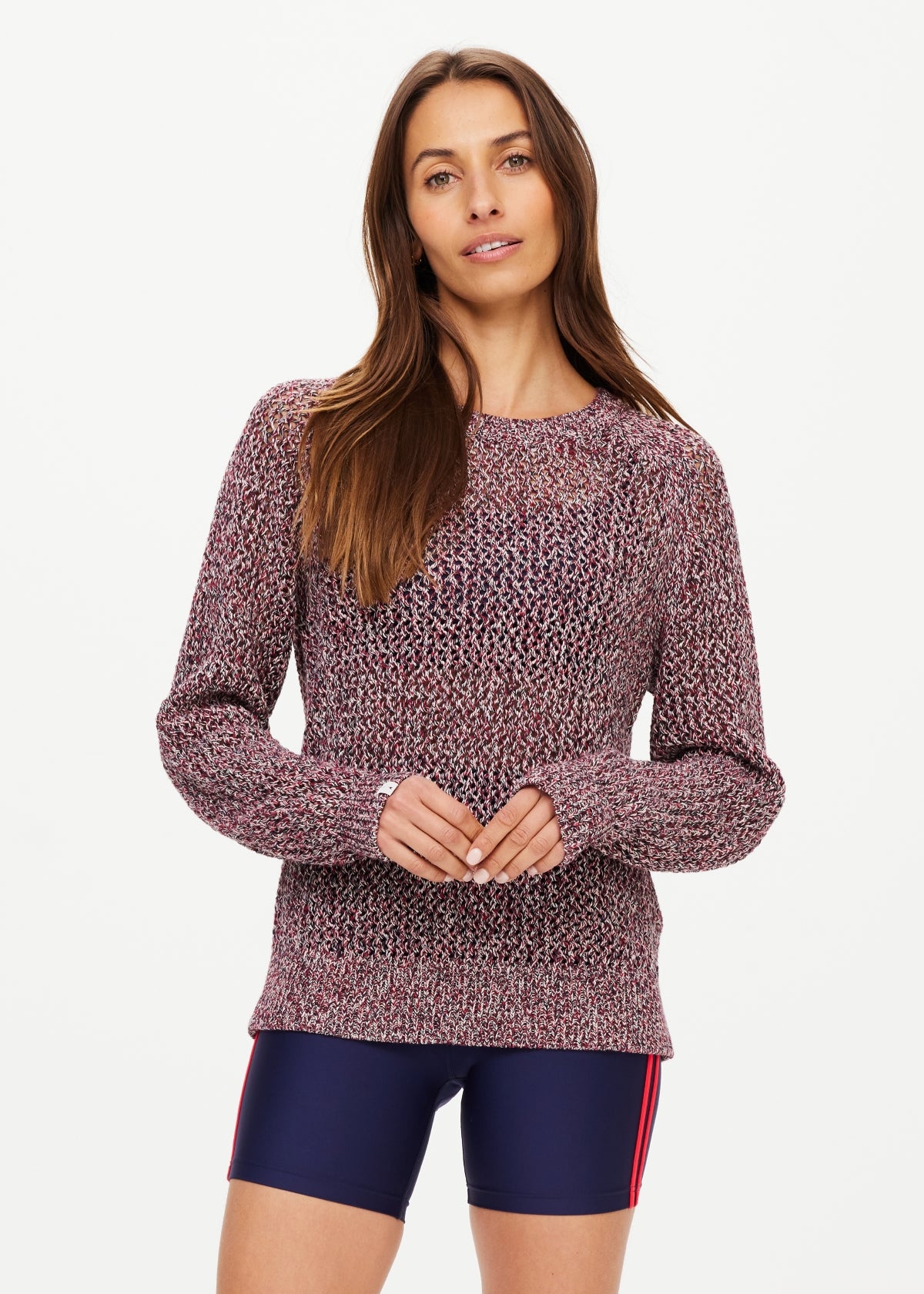 Sirena Open Knit Sweater - Mulberry Marle