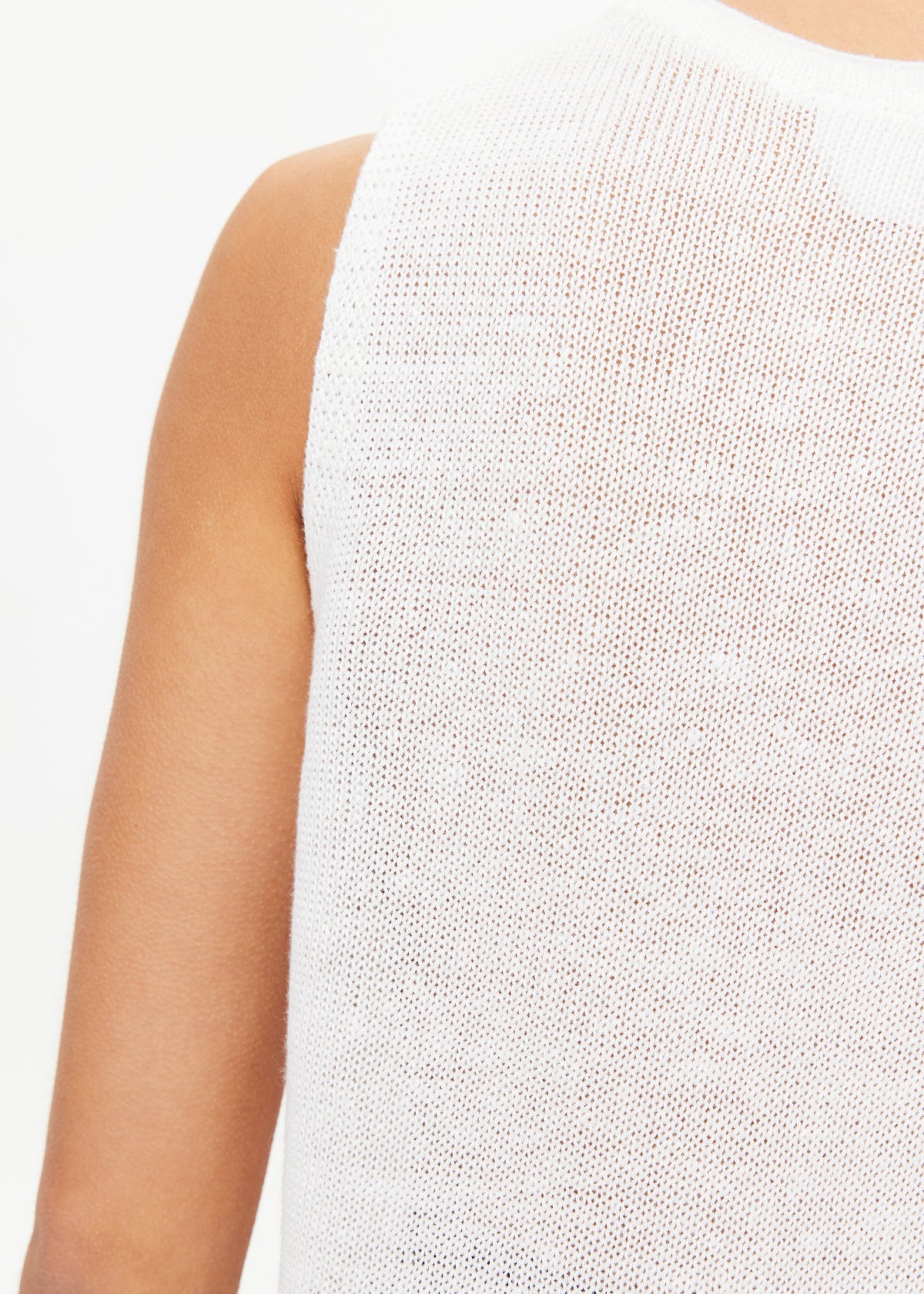 Knitted Logo Tara Tank Top - White