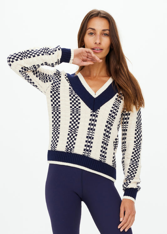 Sonny V Neck Sweater - Check