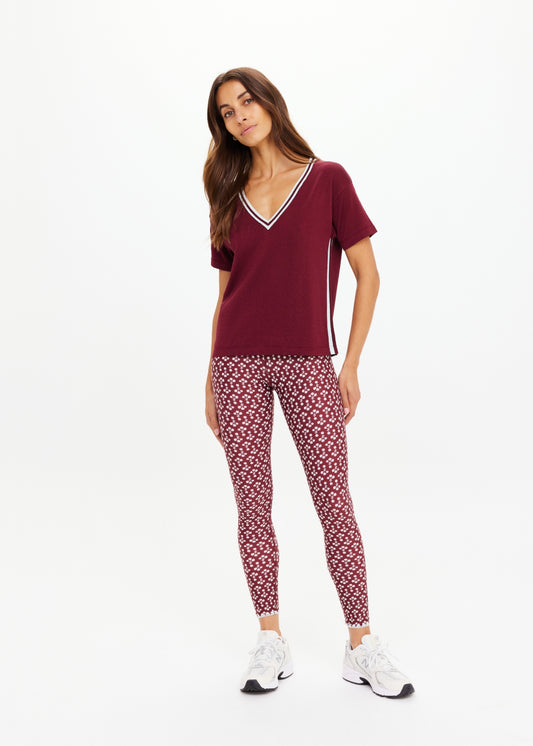 Sienna V Neck Tee - Merlot