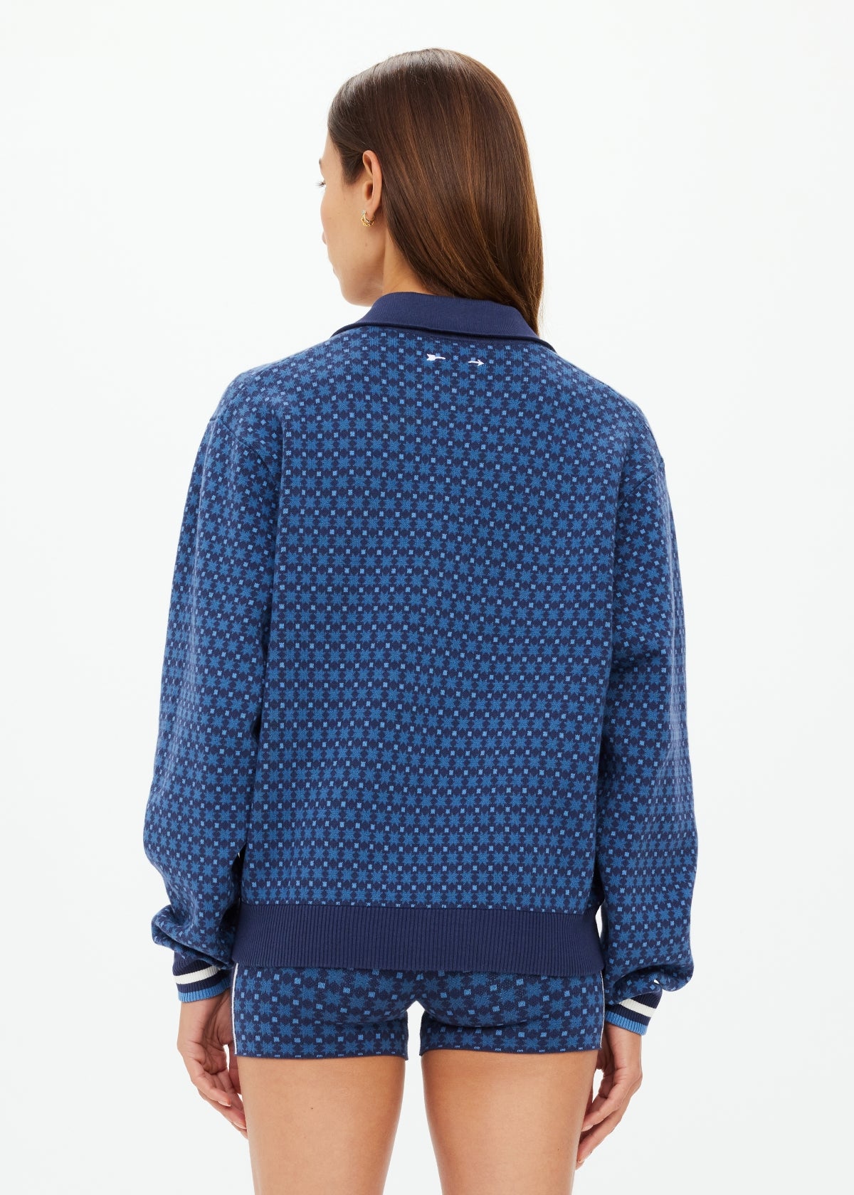 Lumiere Zane Knit Collared Top - Blue