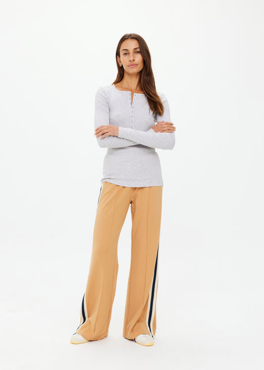 Ness Ribbed Long Sleeve Top - Grey Marle